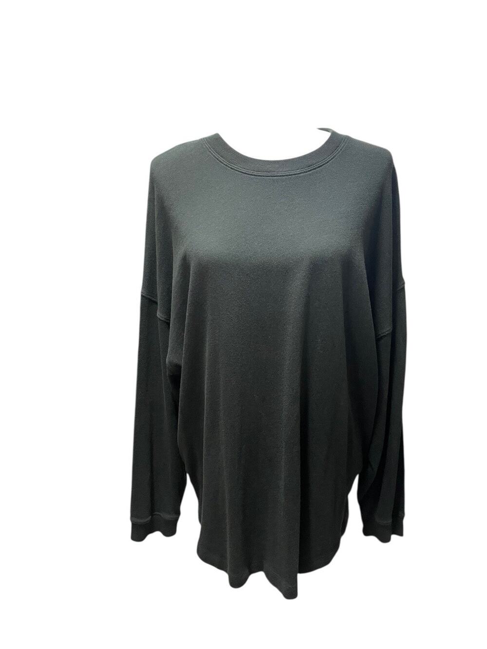 Jenni Kayne Boyfriend Long Sleeve Tee Slouchy Dark Grey Cotton Womens Medium